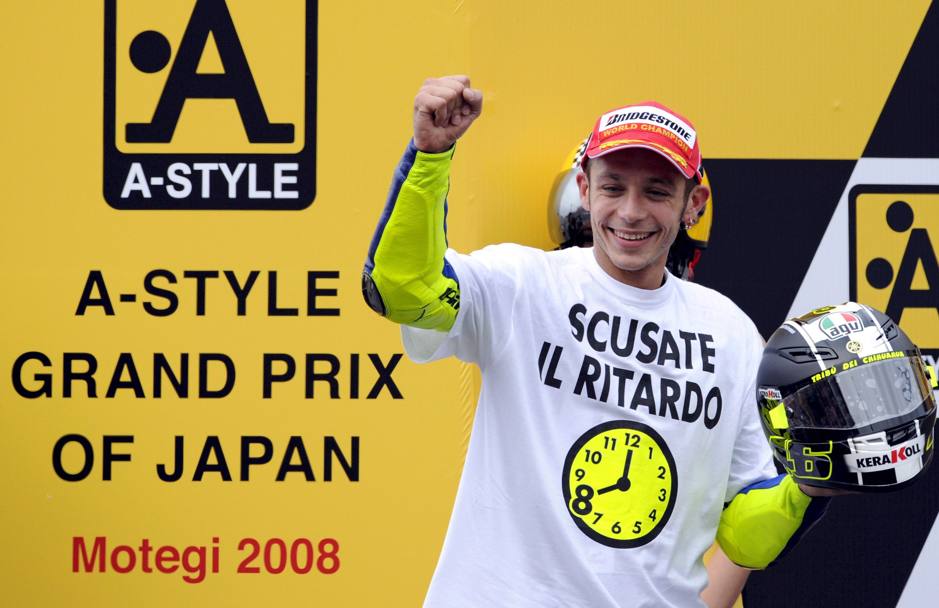 Ottavo titolo di campione del mondo a Motegi al GP del Giappone nel 2008 (Epa)